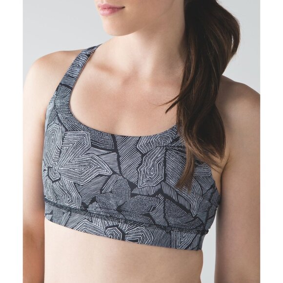 Lululemon Energy Bra in Mini Dottie Tribe White Black Size 12 - Picture 2 of 7